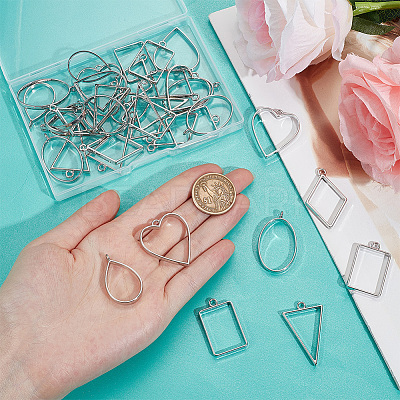 36Pcs 6 Styles Alloy Open Back Bezel Pendants FIND-UN0003-24-1