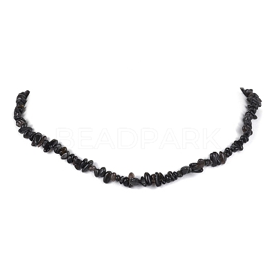 Natural Obsidian Chip Beaded Necklace NJEW-JN04615-12-1