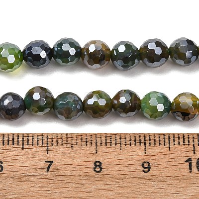 Electroplated Natural Agate Beads Strands G-B191-A07-6mm-19-1