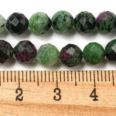 Faceted Round Natural Ruby in Zoisite Bead Strands G-F289-11-6mm-1