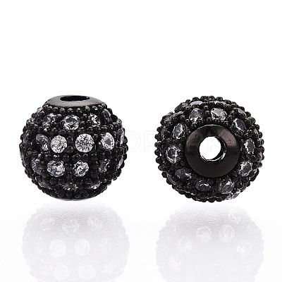 Rack Plating Brass Cubic Zirconia Beads ZIRC-S001-8mm-A04-1