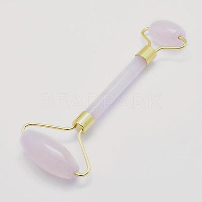 Natural Rose Quartz Brass Face Massager MRMJ-G009-12G-1