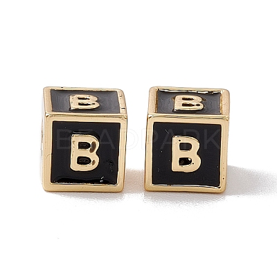 Rack Plating Brass Enamel Beads KK-B060-04G-01B-1