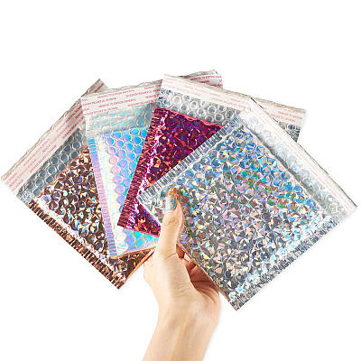 20Pcs 4 Colors Double-faced Laser Bubble Packaging Bags AJEW-TA0001-87-1