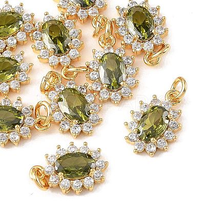 SHEGRACE Brass Micro Pave Cubic Zirconia Pendants XGRQ2O509-446D-G-1
