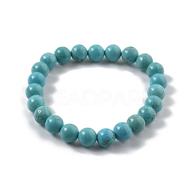 Natural Howlite Bead Stretch Bracelets BJEW-K212-B-011-1