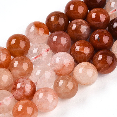 Natural Red Hematoid Quartz Beads Strands G-T140-8mm-01-1