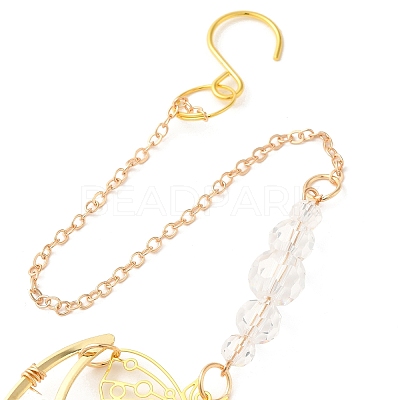 Brass Hollow Moth Moon Hanging Ornaments AJEW-Z027-01A-1