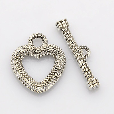 Tibetan Style Alloy Heart Toggle Clasps PALLOY-J471-32AS-1