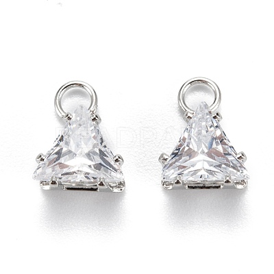 Brass Clear Cubic Zirconia Charms ZIRC-G170-15P-1