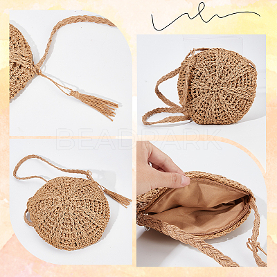 1Pc Papyrus Cotton Knitted Crossbody Bags AJEW-BBC0002-27A-1