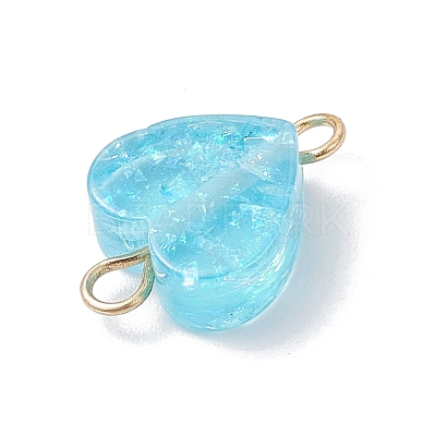 Transparent Resin Heart Links Connector Charms PALLOY-JF04449-01-1
