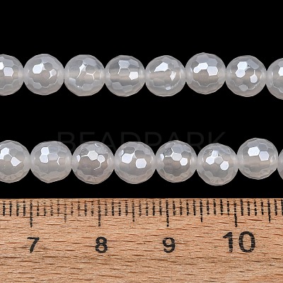 Electroplated Natural Agate Beads Strands G-B191-A07-6mm-20-1
