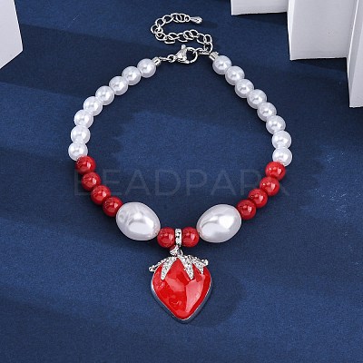 Strawberry Brass Micro Pave Clear Cubic Zirconia Charm Bracelets BJEW-G740-04P-1
