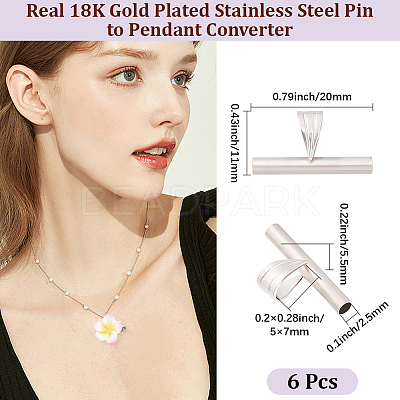 6Pcs 201 Stainless Steel Brooch Convert Necklaces Pendant Hooks STAS-BBC0010-60-1