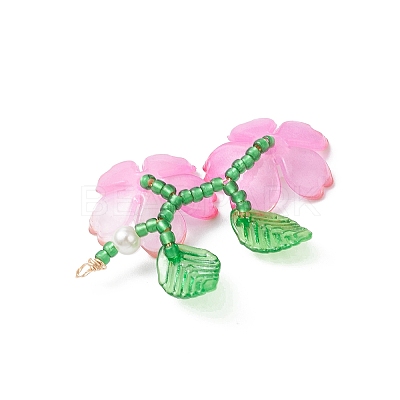 Glass Seed Beaded Flower Pendants PALLOY-MZ00989-1