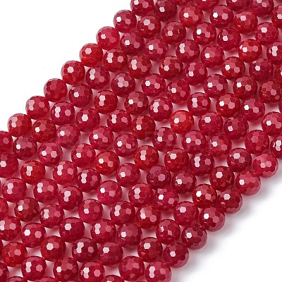 Lab Grown Red Corundum Beads Strands G-Z123-A01-6mm-1