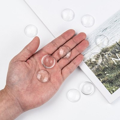 Transparent Glass Cabochons X-GGLA-R026-25mm-1