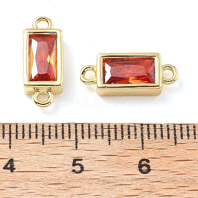 Brass Pave Glass Rectangle Connector Charms KK-H002-06G-02-1
