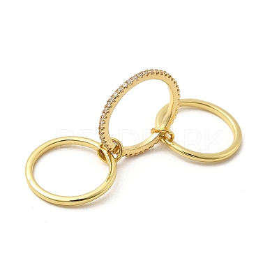 Brass Micro Pave Cubic Zirconia Finger Rings RJEW-P166-01B-G-1