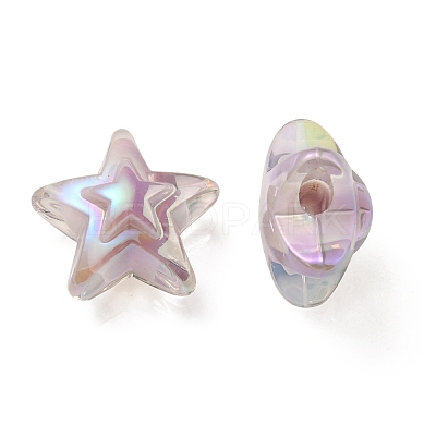 UV Plating Rainbow Iridescent Transparent Acrylic Beads OACR-C007-06F-1
