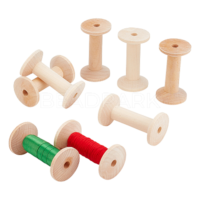 Wood Thread Bobbins TOOL-WH0155-140-1