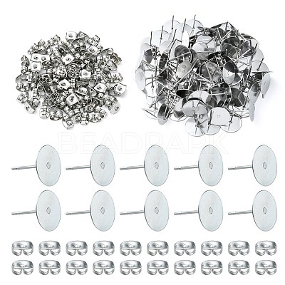 100Pcs 304 Stainless Steel Stud Earring Findings STAS-YW0001-43B-1
