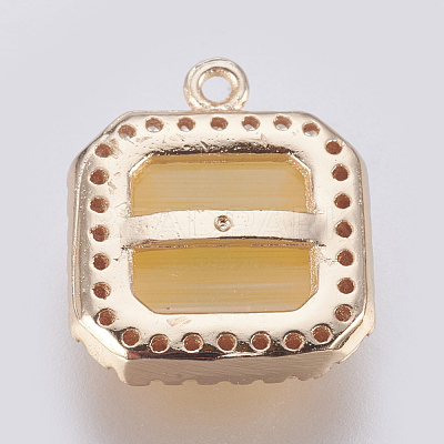 Brass Glass Pendants KK-O105-05KCG-F-1