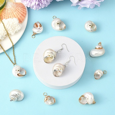 Electroplated Spiral Shell Pendants BSHE-YW0001-07P-1