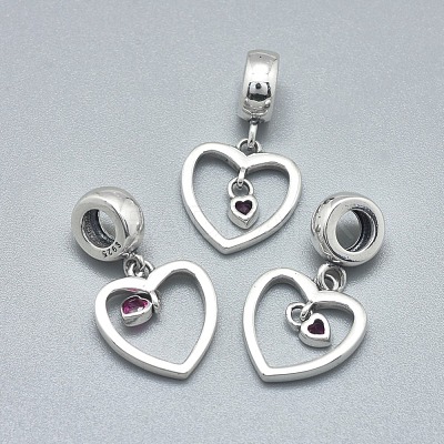 Antique Silver Plated 925 Sterling Silver European Dangle Charms STER-L060-27A-AS-1