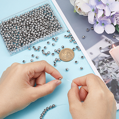 304 Stainless Steel Hollow Round Seamed Beads STAS-UN0043-16-1