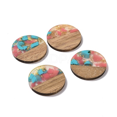 Transparent Resin & Walnut Wood Pendants RESI-N025-045D-1