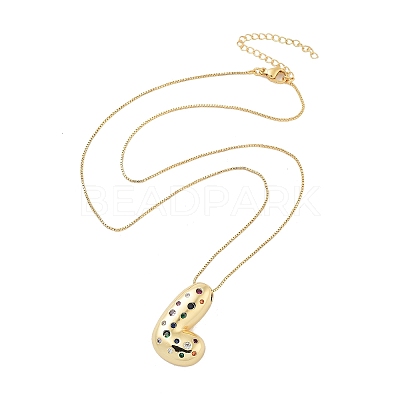 Brass Micro Pave Cubic Zirconia Letter Pendant Necklaces KK-Z069-01G-L-1