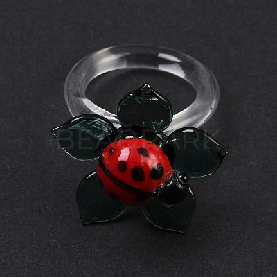 Rotatable Handmade Lampwork Rings RJEW-P158-02B-1