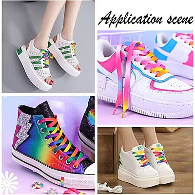 3 Pairs 3 Style Tie-Dye Style Flat Smooth Polyester Shoelaces FIND-GF0004-70A-1