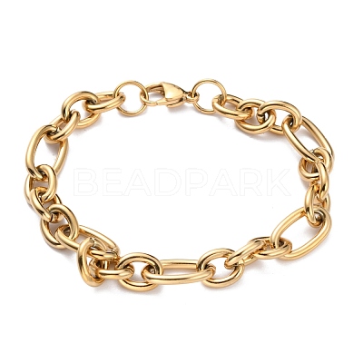 Ion Plating(IP) 304 Stainless Steel Figaro Chain Bracelets X-BJEW-E271-05G-1