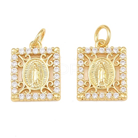 Brass Micro Pave Clear Cubic Zirconia Charms CU-CBAB3AD-03G-02-1