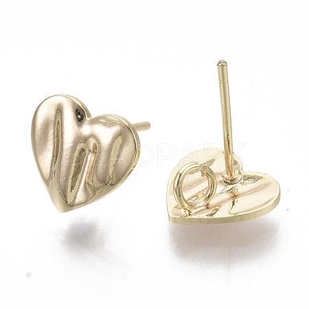 Brass Micro Pave Cubic Zirconia Stud Earring Findings KK-T056-07G-NF-1