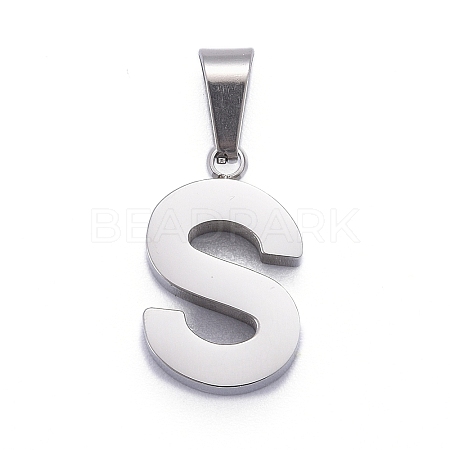Non-Tarnish 304 Stainless Steel Letter Pendants LS-STAS-H127-S-P-1