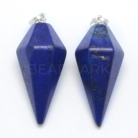 Natural Lapis Lazuli Pointed Pendants KK-E757-F-05P-1