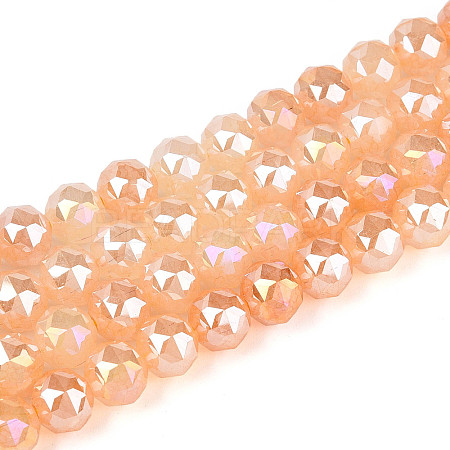 Anti-Tarnish Electroplate Glass Beads Strands GLAA-N064-8mm-04-1