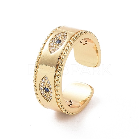 Brass Micro Pave Cubic Zirconia Open Rings RJEW-J017-VC278-1