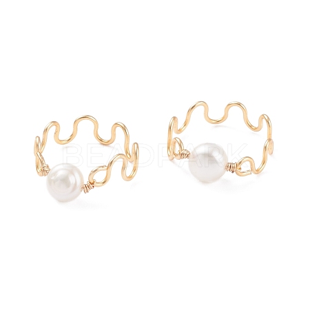 Natural Cultured Freshwater Pearl Bead Rings for Women RJEW-JR00435-1