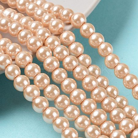 Baking Paint Pearlized Glass Pearl Round Bead Strands X-HY-Q003-6mm-18-1