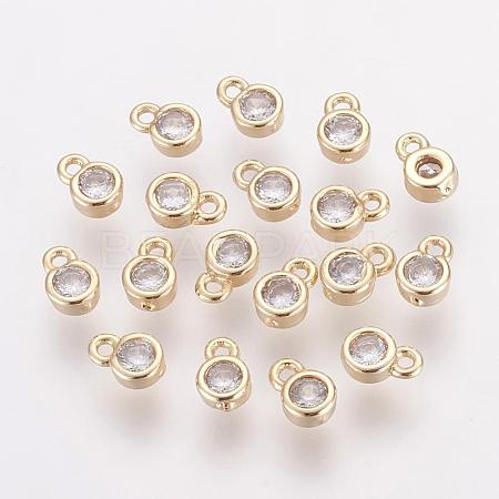 Brass Cubic Zirconia Charms ZIRC-P068-01G-1