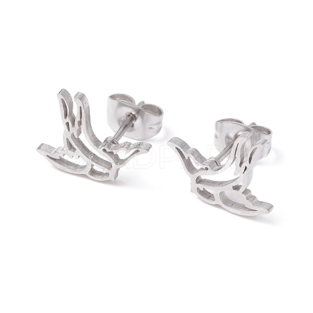 Swallow Shape 304 Stainless Steel Stud Earrings for Women EJEW-Z017-12P-1
