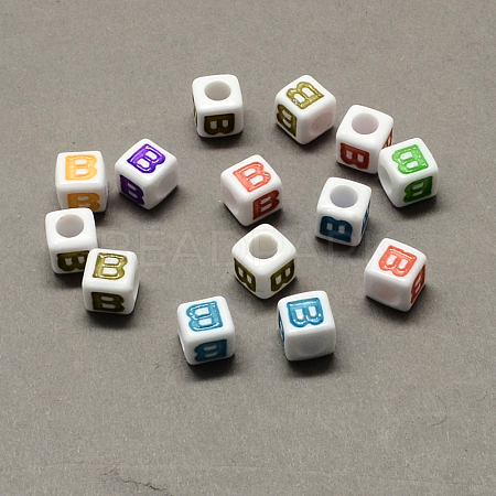 Large Hole Colorful Acrylic Letter European Beads SACR-Q104-02B-1