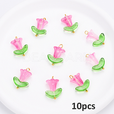 10Pcs Glass Pendants PALLOY-YW00040-05-1