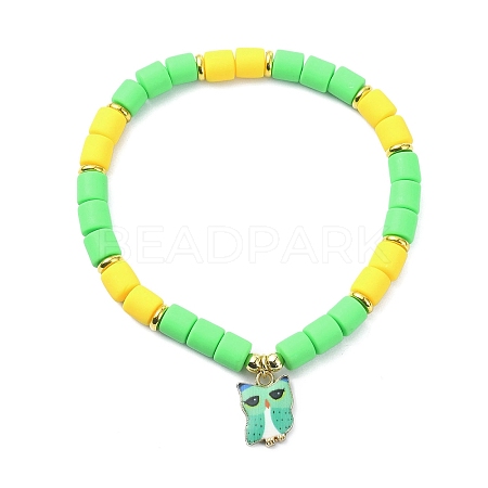 Polymer Clay Column Beaded Stretch Bracelets BJEW-JB09782-01-1