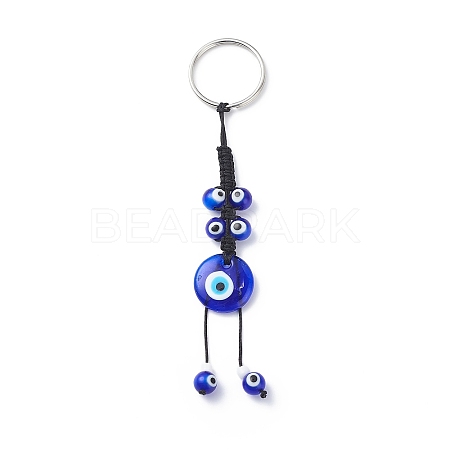 Flat Round Evil Eye Pendant Keychain KEYC-JKC00409-1